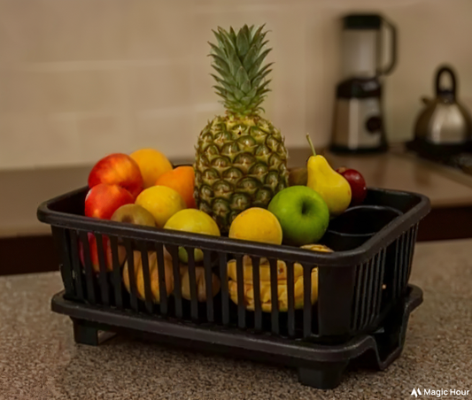 Basket Drainer & Dish Rack for Kitchen with Drainer/